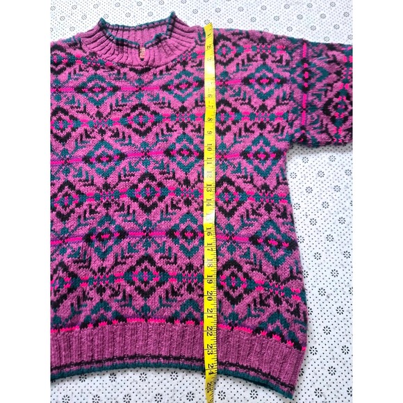 American Eagle Outfitters Women's Geometric Knit Sweater Purple Pink Teal Size S - Picture 5 of 7